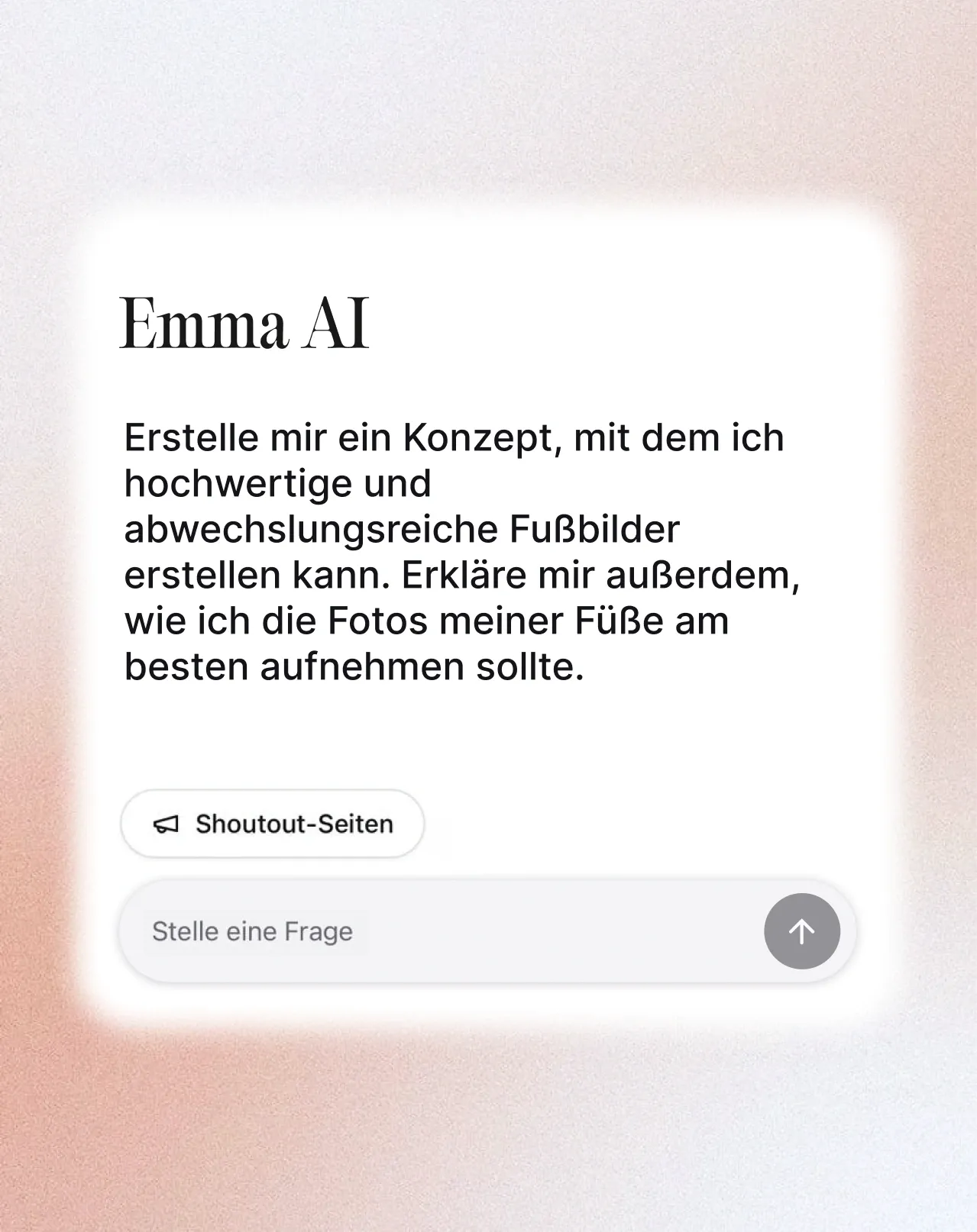 A member's question to Emma AI, asking for a concept for varied photos and how best to shoot them